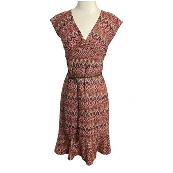 Donna Morgan 4 multicolor neutral chevron print boho‎ dress - Picture 1 of 8